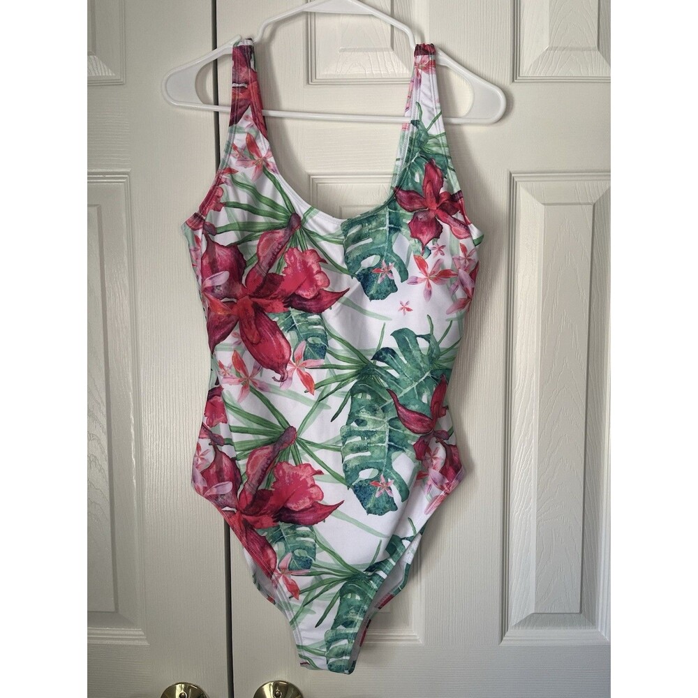 NWT Nicole Miller Studio Colorful Floral One  Piece Scoop Back Swimsuit XL